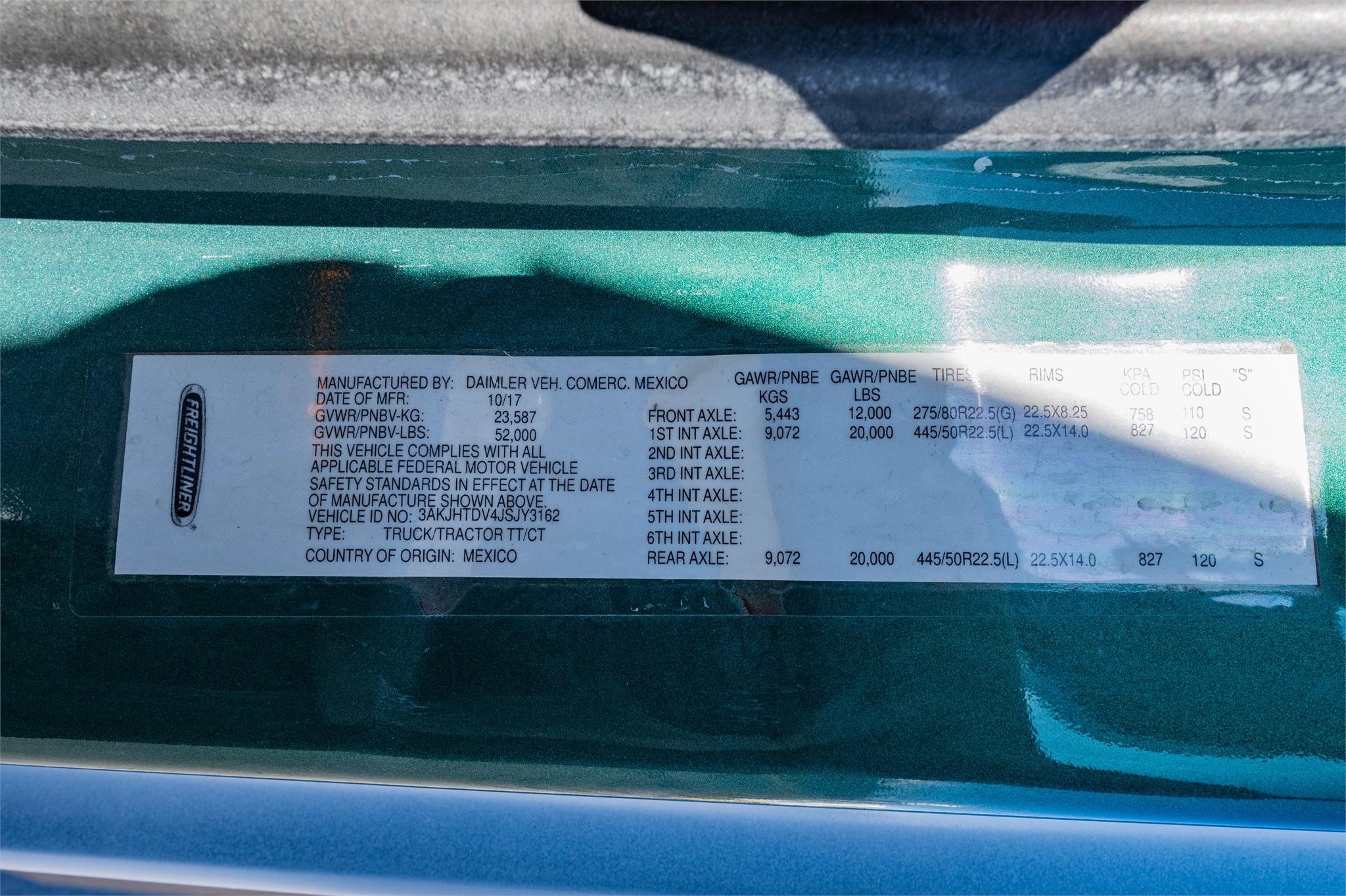 2018 FREIGHTLINER CASCADIA 116 8009461080 2018 FREIGHTLINER CASCADIA 116 8009461080