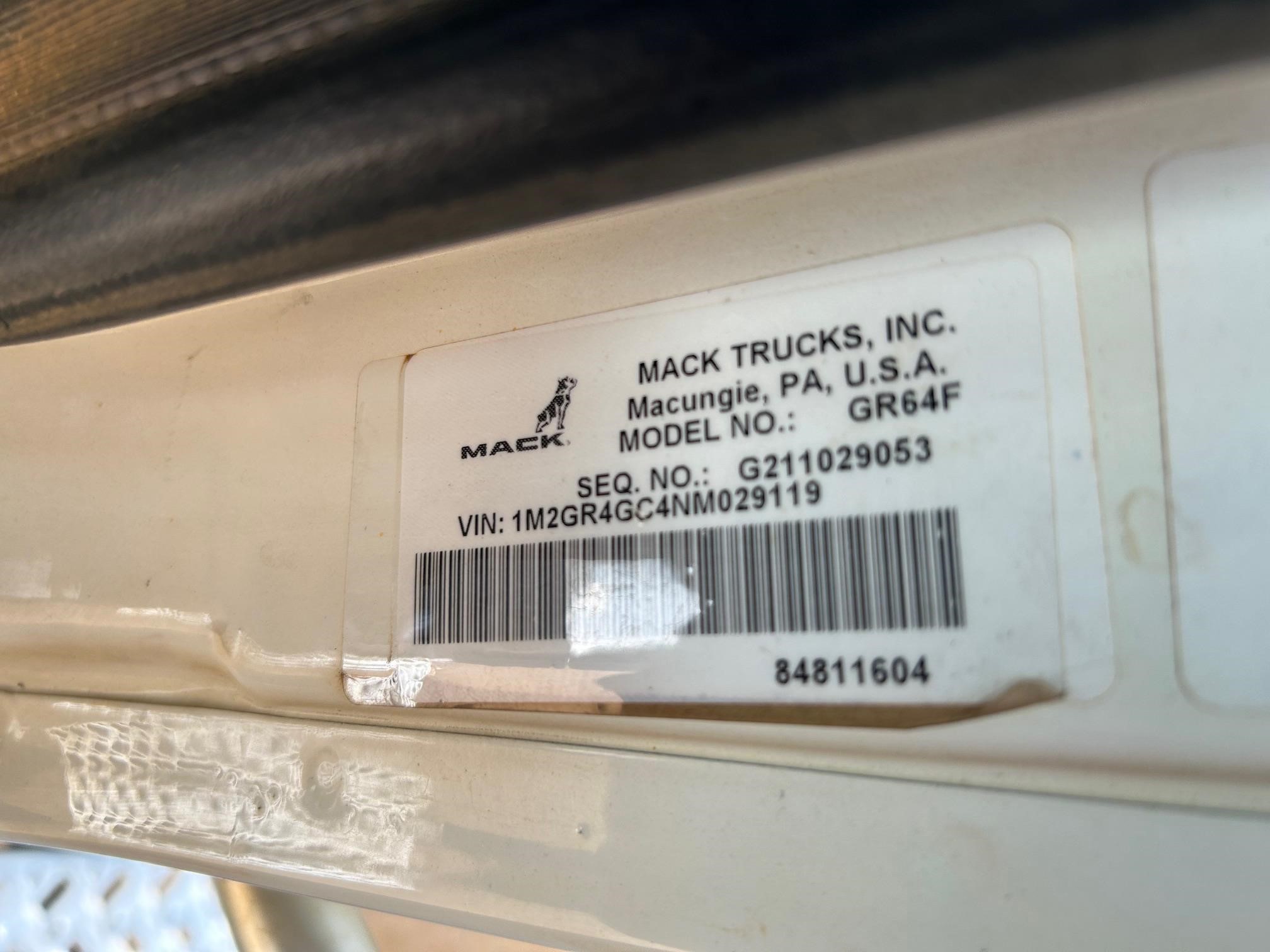 2022 MACK GRANITE 64FR 9024516788 2022 MACK GRANITE 64FR 9024516788