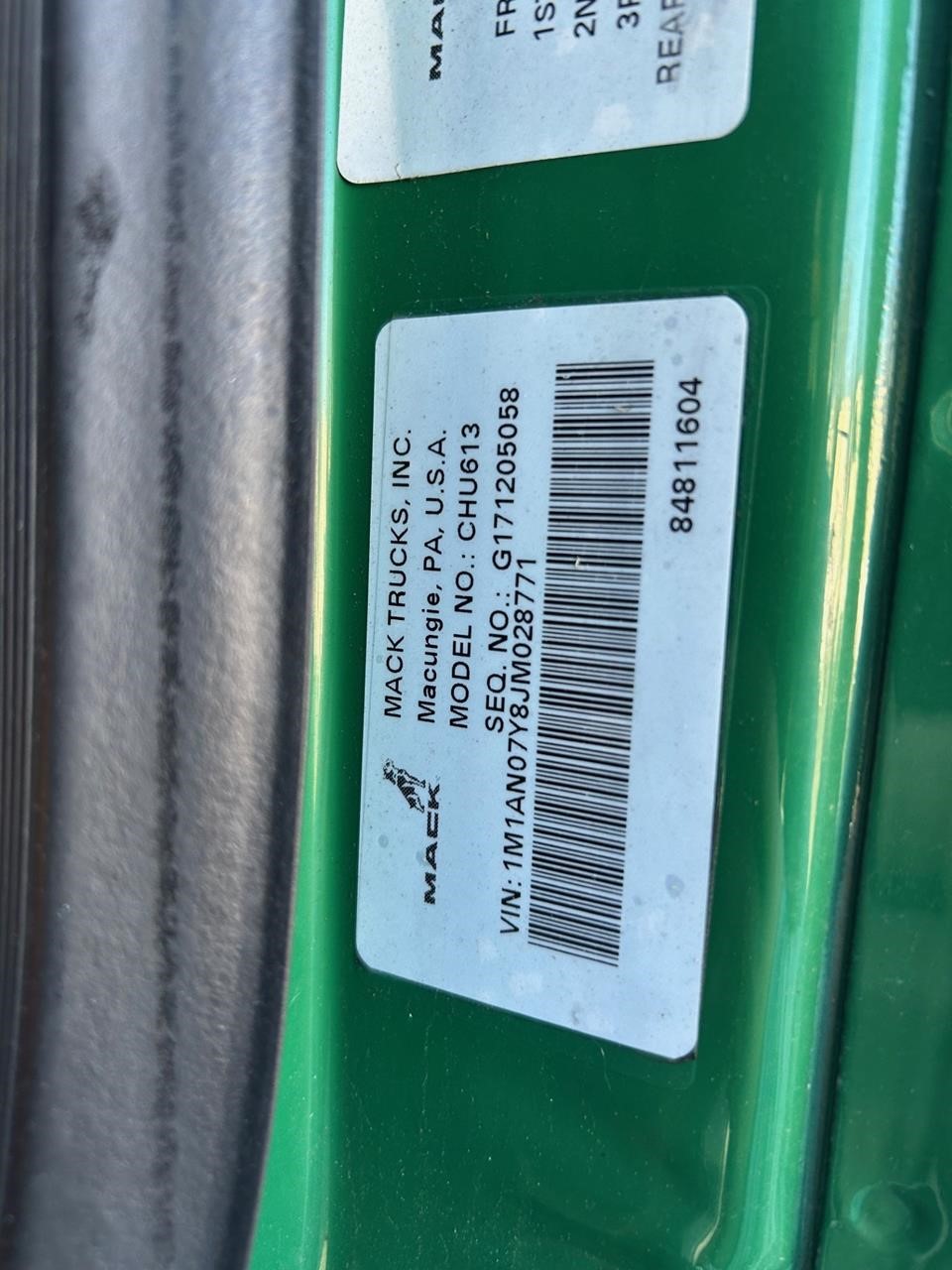 2018 MACK PINNACLE CHU613 10026030664 2018 MACK PINNACLE CHU613 10026030664