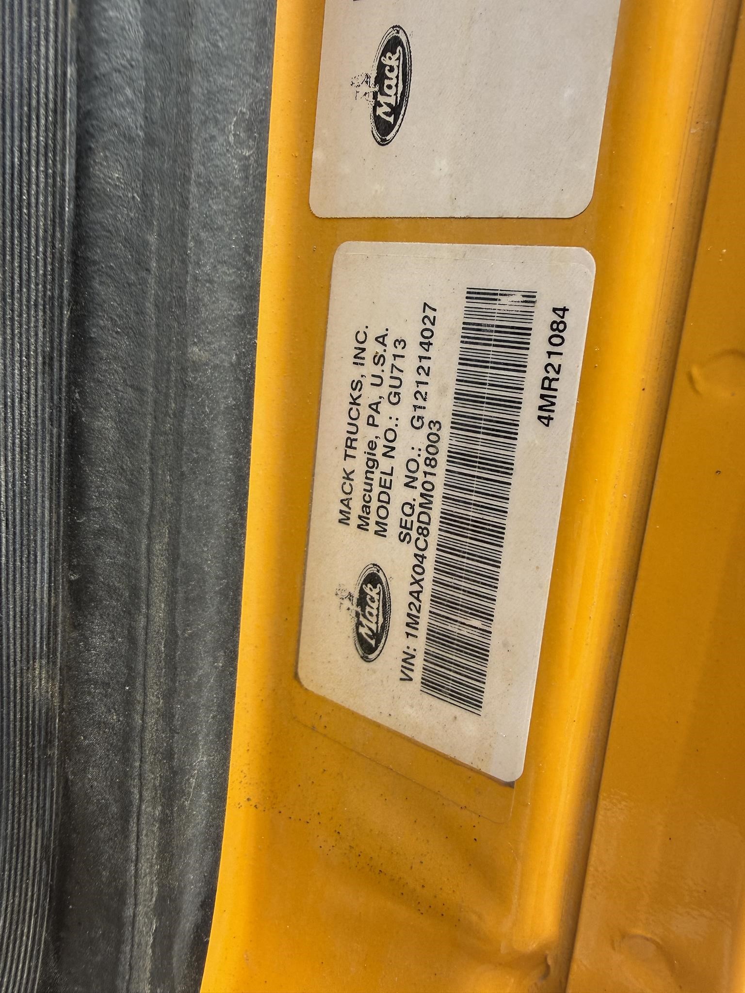 2013 MACK GRANITE GU713 11025101277 2013 MACK GRANITE GU713 11025101277